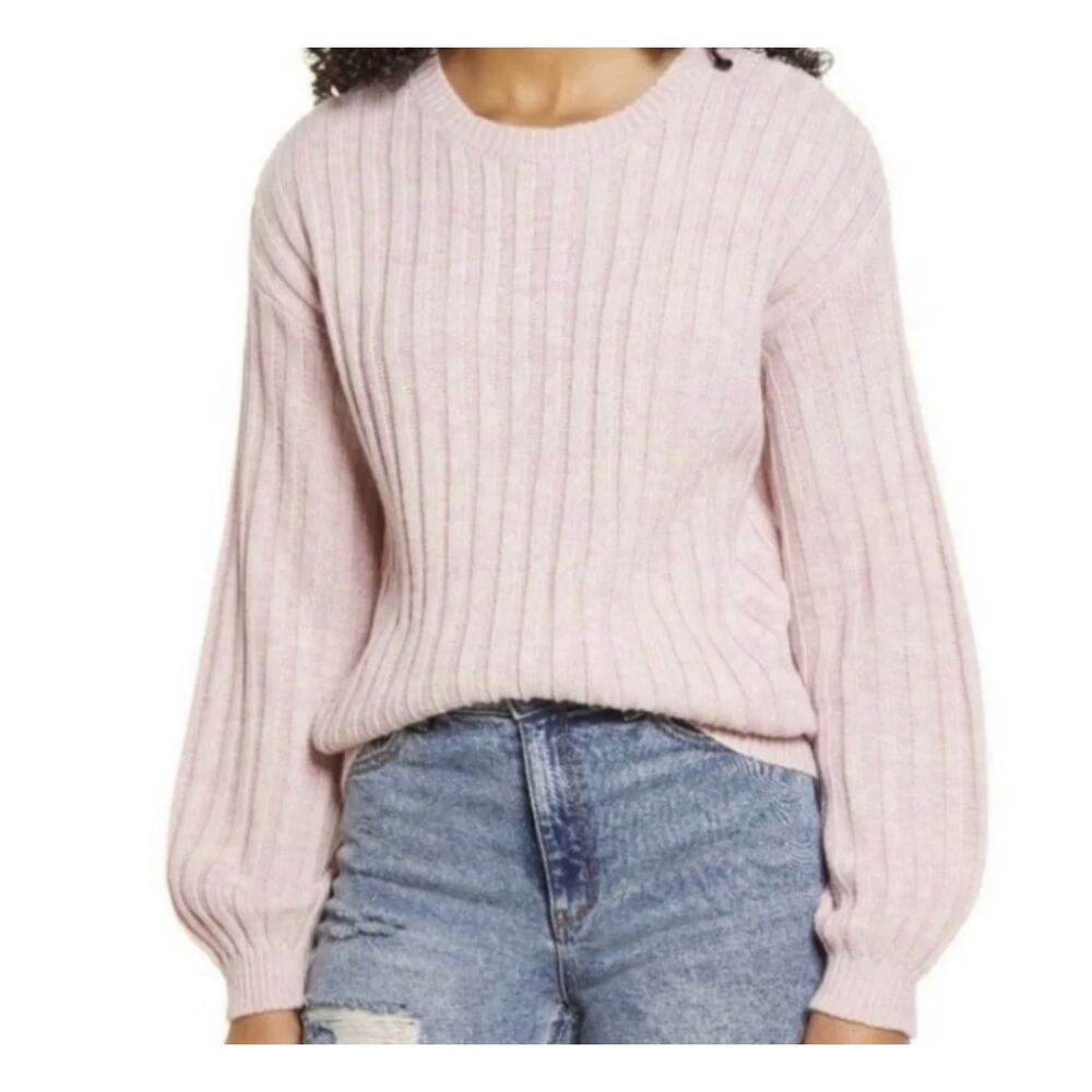 NWT Blank NYC Pink Heather Ribbed Knit Pullover Sweater Small
